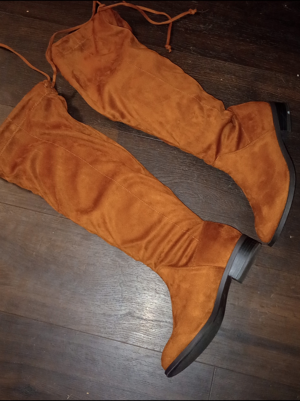Comfortview Tall Orange Brown Suede Over-the-Knee Boots